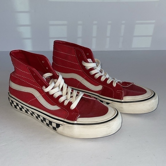 Vans SK8 Hi Decon Red And White Skater Sneakers - Picture 4 of 10
